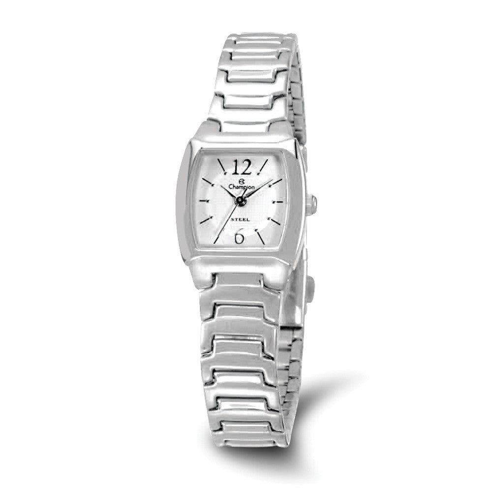 Champion Ladies Glamour Stainless Steel Square Dial Watch, Item W9038 by The Black Bow Jewelry Co.