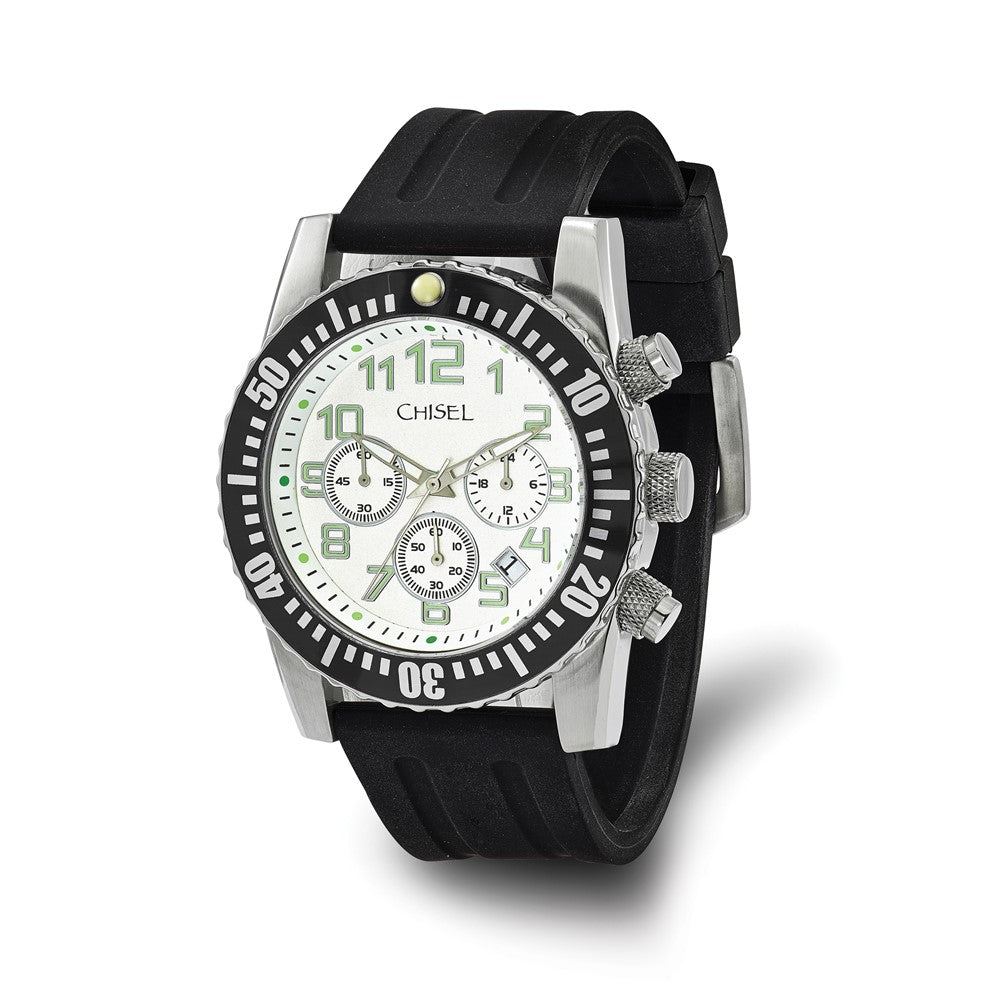 Chisel Mens White Dial Silicone Strap Chronograph Watch - The