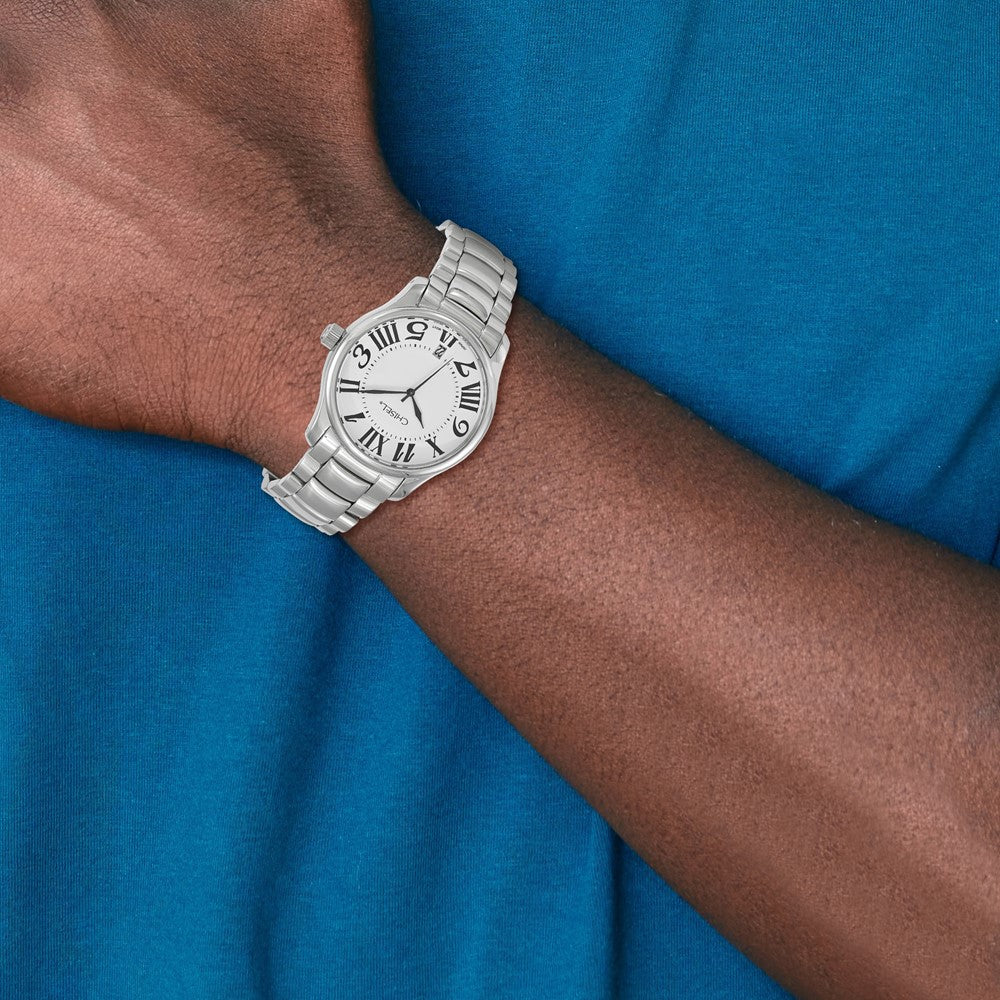 Alternate view of the Chisel Mens Stainless Steel White Dial Mixed Numeral Watch by The Black Bow Jewelry Co.