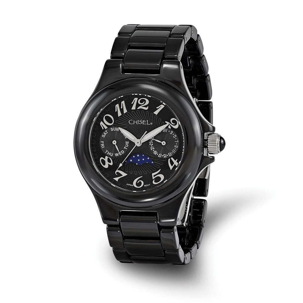 Chisel Ladies Black Ceramic Black Dial Watch, Item W9082 by The Black Bow Jewelry Co.