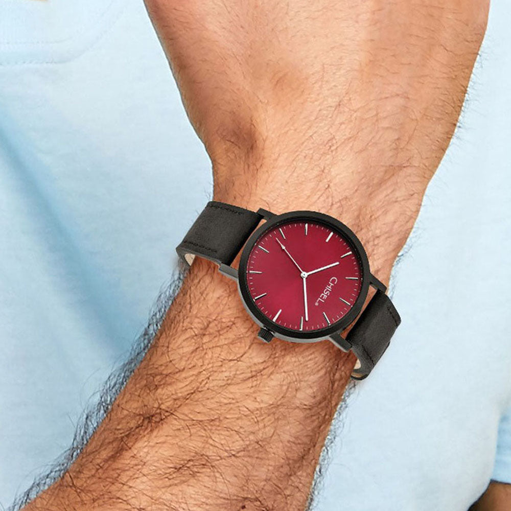 Alternate view of the Chisel Mens Matte Black IP-plated Red Dial Watch by The Black Bow Jewelry Co.