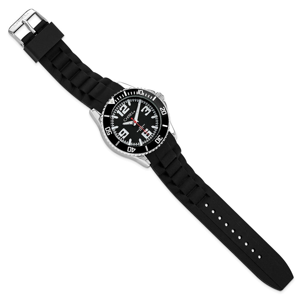 Chisel Mens 44mm Black Silicone Strap Watch - The Black Bow