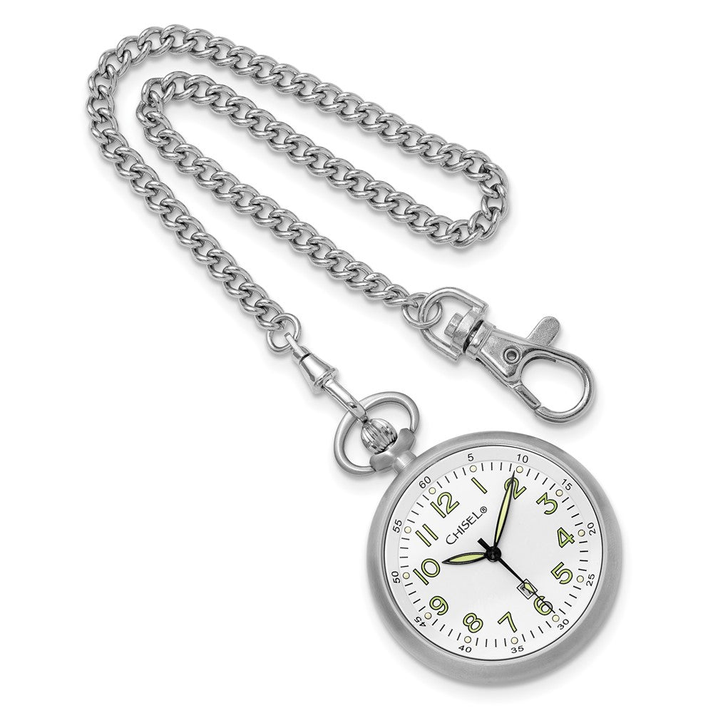 Alternate view of the Chisel Mens Stainless Steel White Dial Pocket Watch by The Black Bow Jewelry Co.