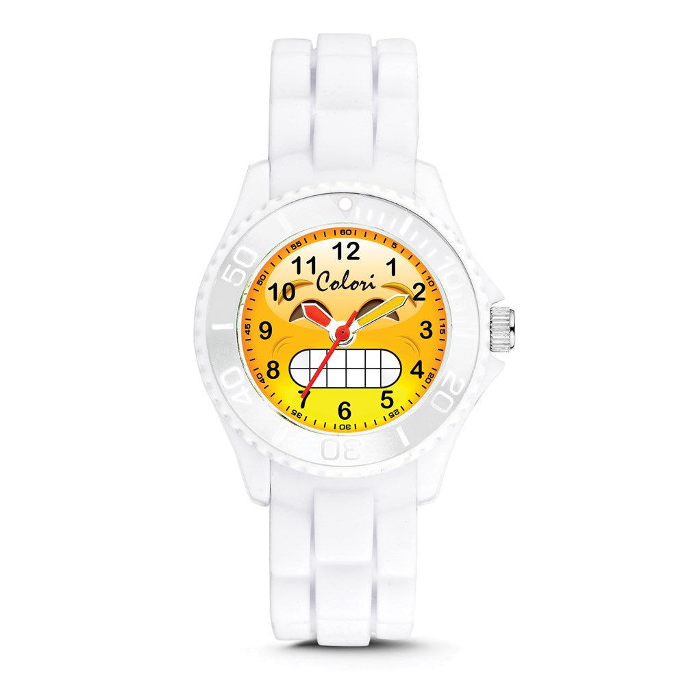 Colori Ladies Happy Smile Chilly 30mm White Key Ring/Watch Set, Item W9154 by The Black Bow Jewelry Co.