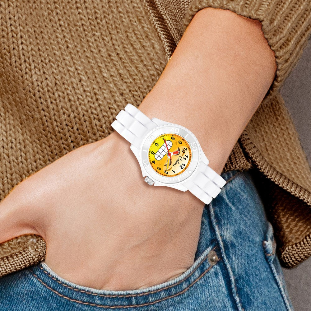 Alternate view of the Colori Ladies Happy Smile Chilly 30mm White Key Ring/Watch Set by The Black Bow Jewelry Co.