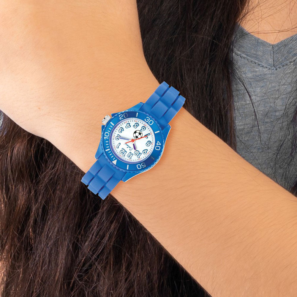 Alternate view of the Colori Girls Blue Soccer Watch by The Black Bow Jewelry Co.