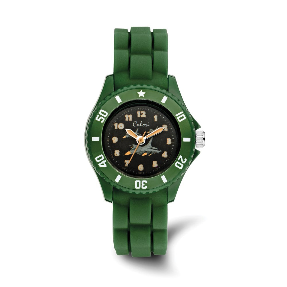 Colori Girls Olive Green Jet Watch, Item W9177 by The Black Bow Jewelry Co.