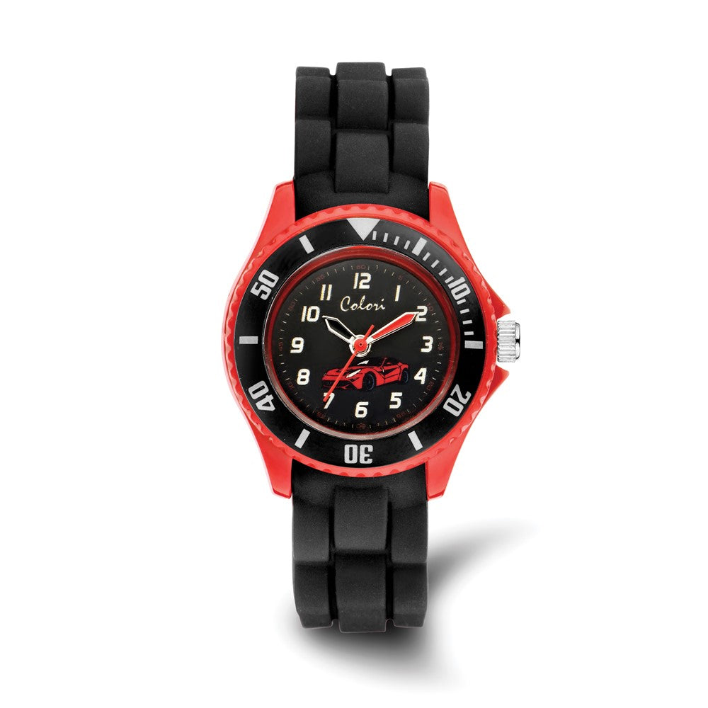 Colori Girls Black/Red Car Watch, Item W9178 by The Black Bow Jewelry Co.