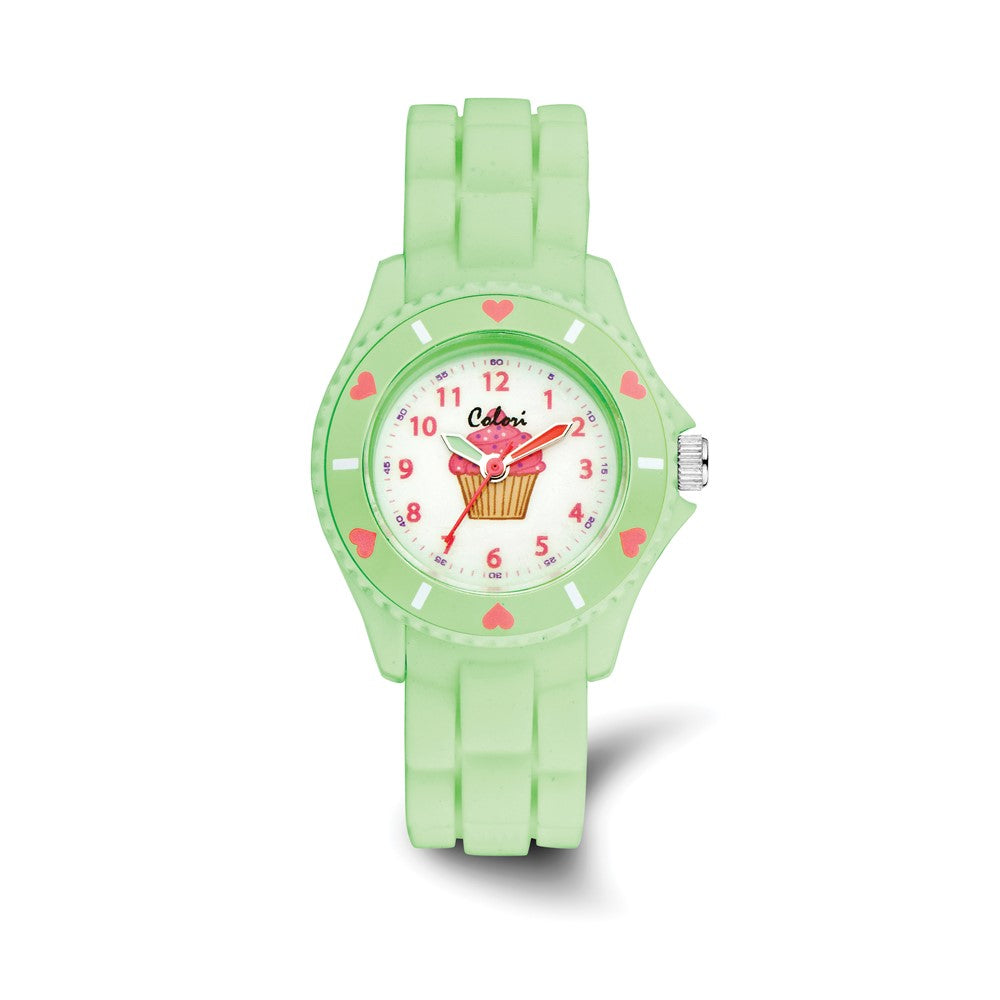 Colori Girls Mint Green Cupcake Watch, Item W9179 by The Black Bow Jewelry Co.