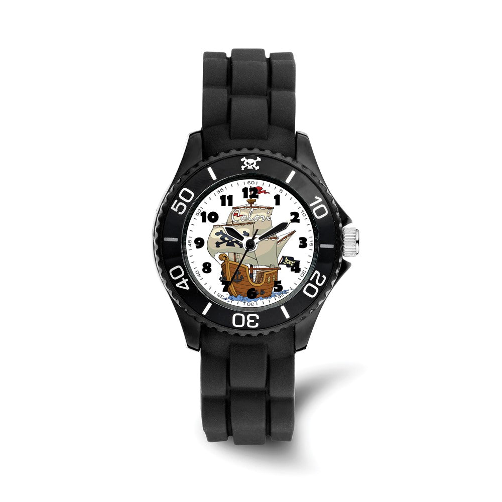 Colori Boys Black Pirate Ship Watch, Item W9181 by The Black Bow Jewelry Co.