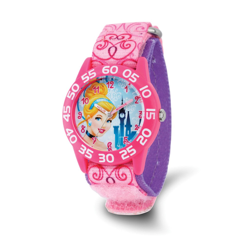 Disney Girls Princess Cinderella Acrylic Pink Nylon Time Teacher Watch, Item W9329 by The Black Bow Jewelry Co.