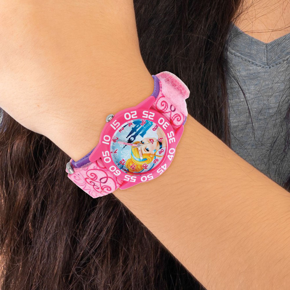 Alternate view of the Disney Girls Princess Cinderella Acrylic Pink Nylon Time Teacher Watch by The Black Bow Jewelry Co.