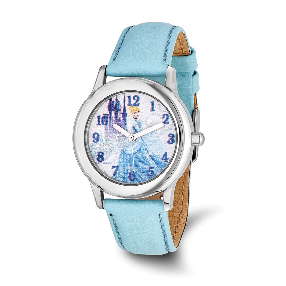 Disney Girls Princess Cinderella Light Blue Leather Tween Watch, Item W9330 by The Black Bow Jewelry Co.