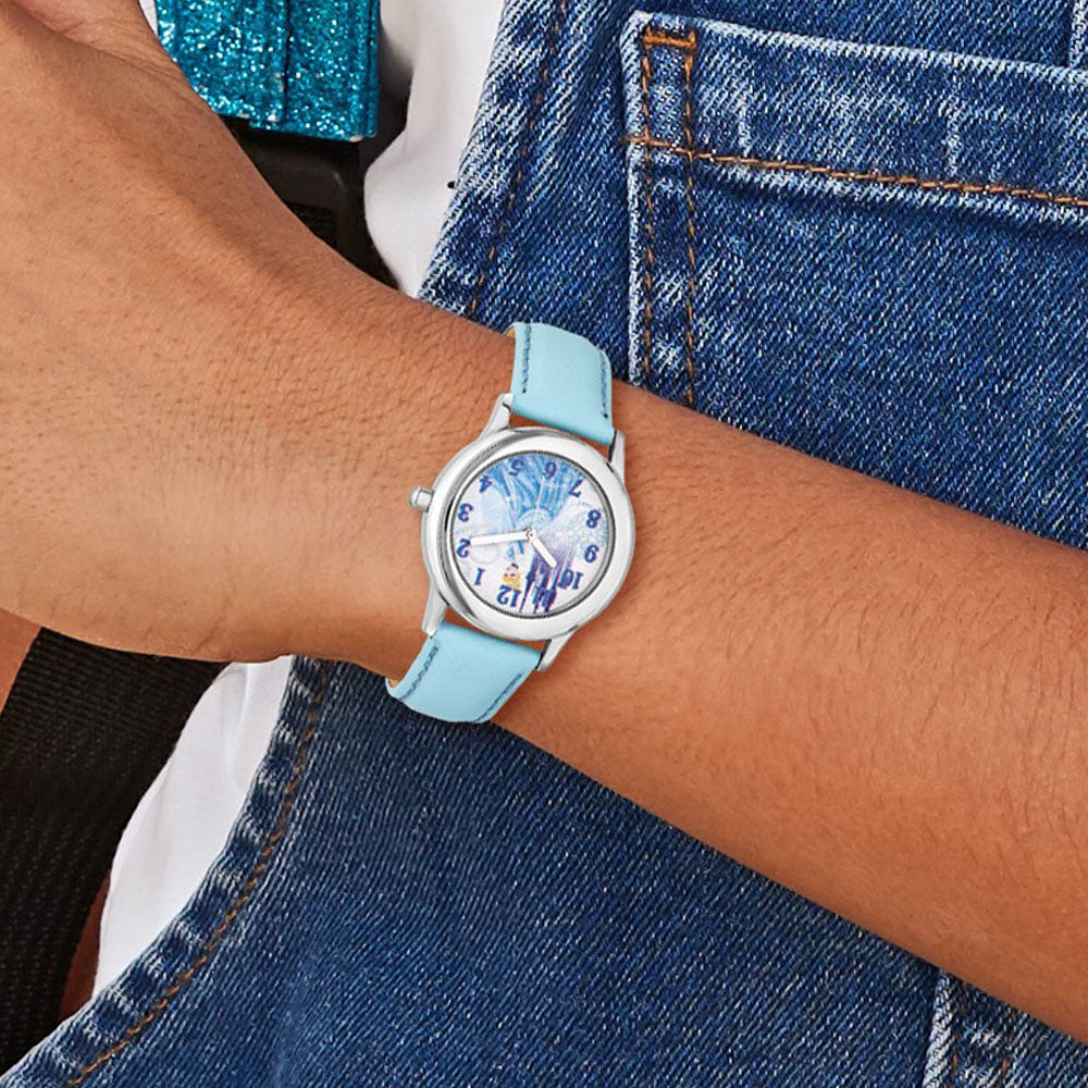 Alternate view of the Disney Girls Princess Cinderella Light Blue Leather Tween Watch by The Black Bow Jewelry Co.