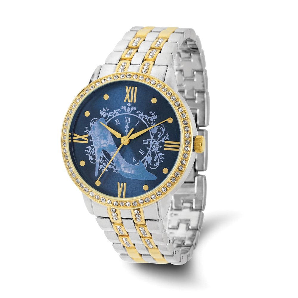 Disney Ladies Two-tone Blue Dial Cinderella Clock/Slipper Watch, Item W9331 by The Black Bow Jewelry Co.