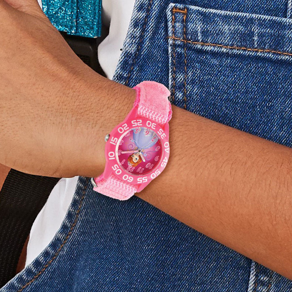 Alternate view of the Disney Girls Princess Sophia Acrylic Pink Nylon Time Teacher Watch by The Black Bow Jewelry Co.