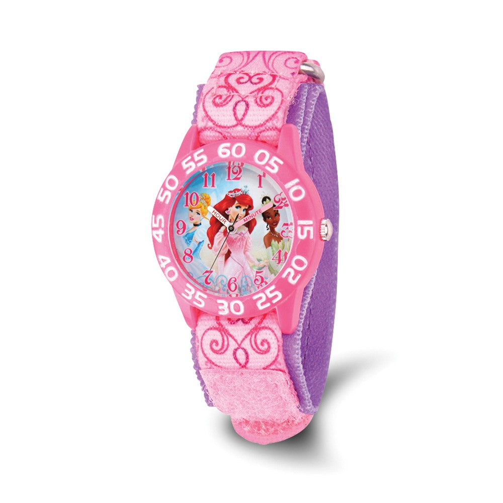 Disney Girls Princess Acrylic Pink Strap Time Teacher Watch, Item W9408 by The Black Bow Jewelry Co.