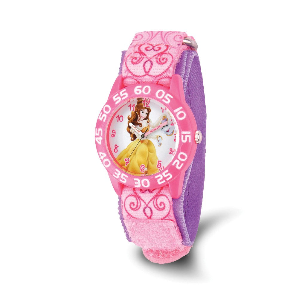 Disney Girls Belle Pink Strap Acrylic Time Teacher Watch, Item W9410 by The Black Bow Jewelry Co.