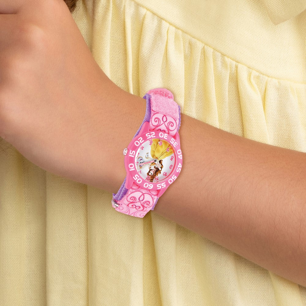 Alternate view of the Disney Girls Belle Pink Strap Acrylic Time Teacher Watch by The Black Bow Jewelry Co.