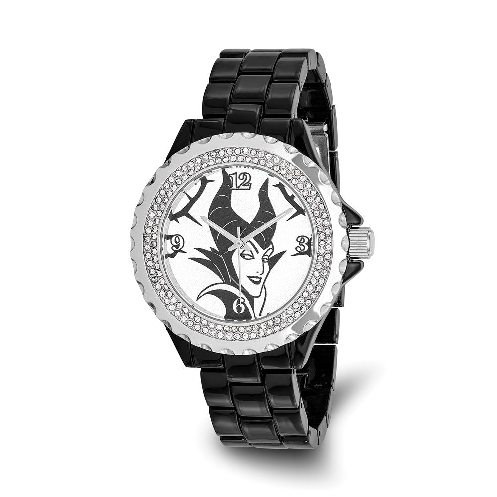 Disney Ladies Size Maleficent Crystal Black Watch, Item W9412 by The Black Bow Jewelry Co.