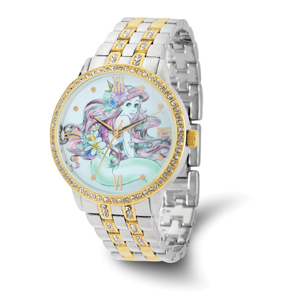 Disney Ladies Ariel Two-tone Metal w/Crystals Watch, Item W9413 by The Black Bow Jewelry Co.