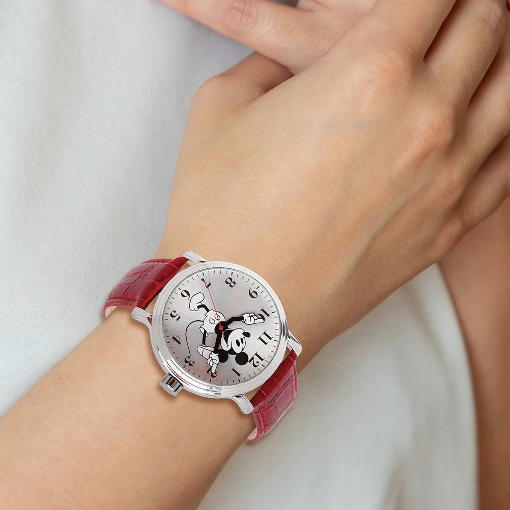 Alternate view of the Disney Ladies Size Red Strap Mickey Mouse w/Moving Arms 44mm Watch by The Black Bow Jewelry Co.