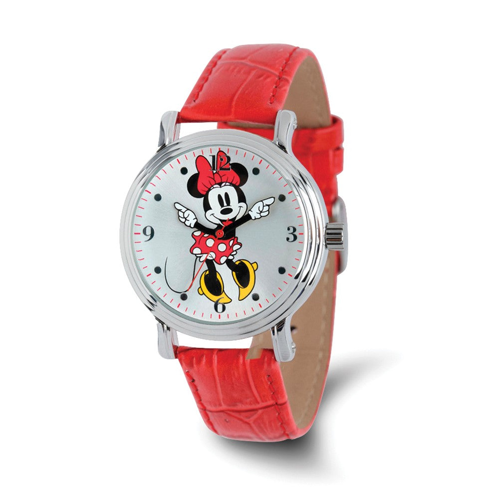 Disney Ladies Size Red Strap Minnie Mouse w/Moving Arms 38mm Watch, Item W9426 by The Black Bow Jewelry Co.