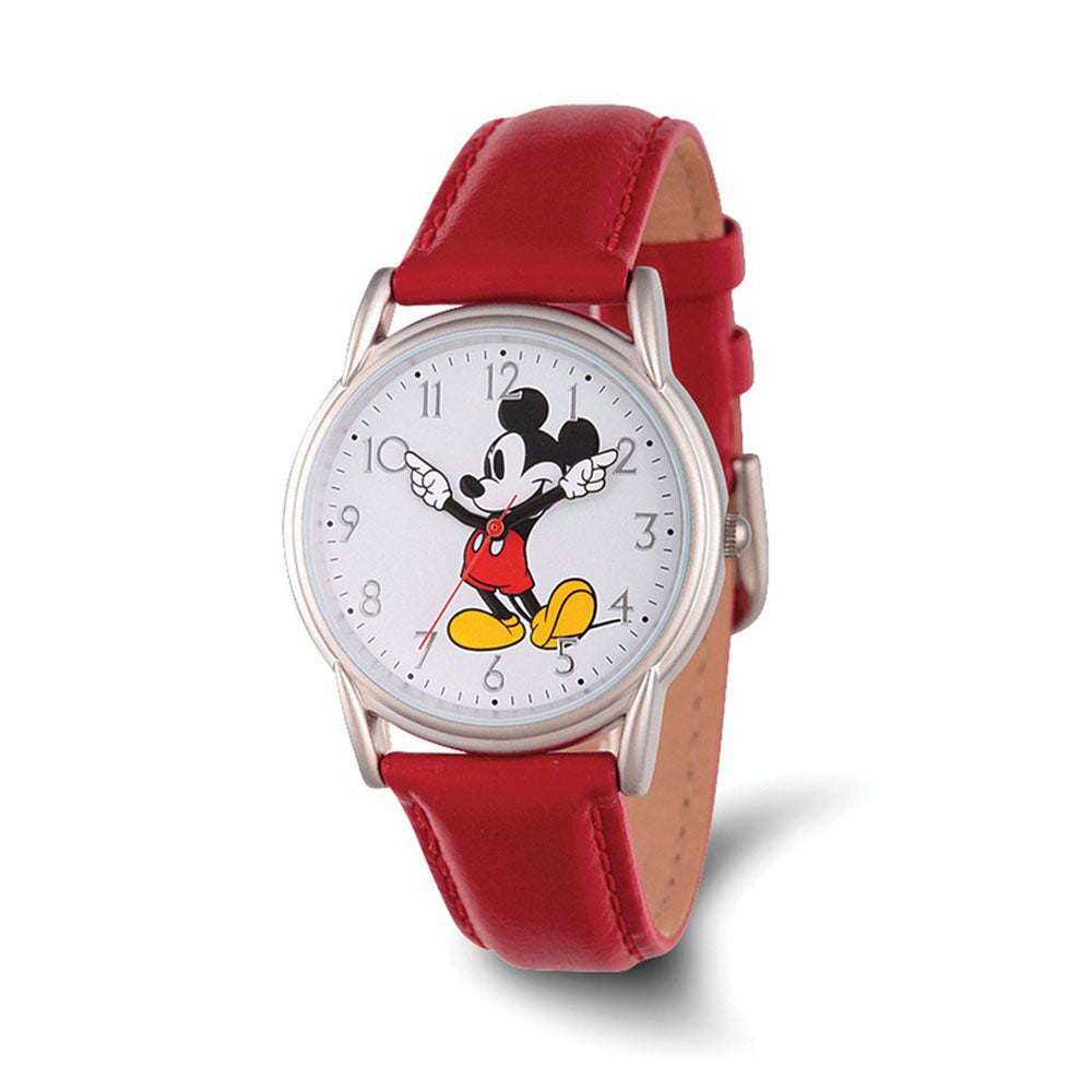 Disney Ladies Size Red Strap Mickey Mouse w/Moving Arms 35mm Watch, Item W9433 by The Black Bow Jewelry Co.
