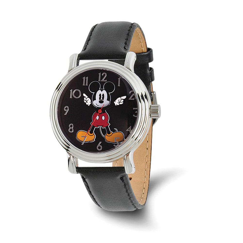 Disney Adult Size Black Strap Mickey Mouse Moving Arms 38mm Watch, Item W9436 by The Black Bow Jewelry Co.
