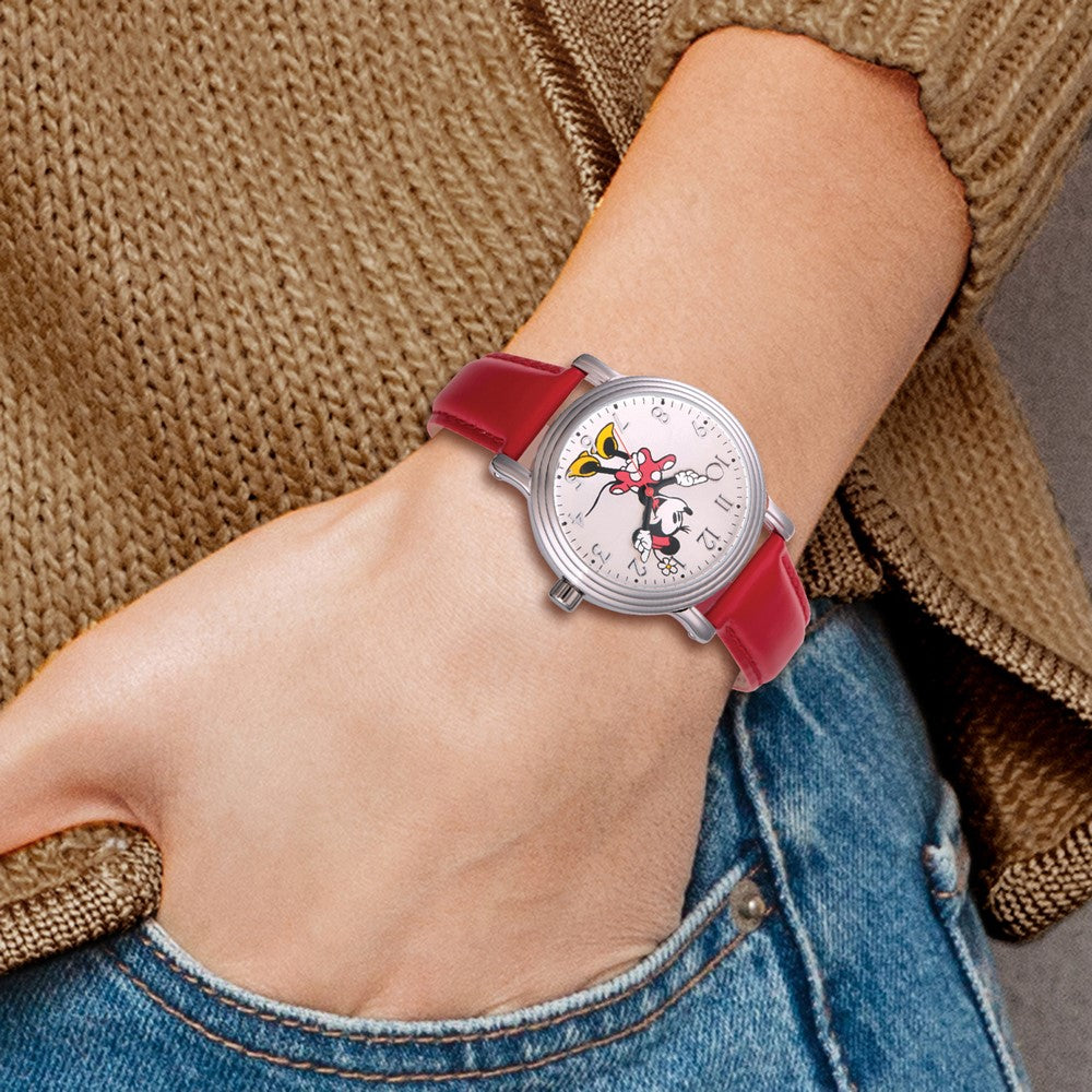 Alternate view of the Disney Ladies Size Red Strap Moving Arms Minnie Mouse 38mm Watch by The Black Bow Jewelry Co.