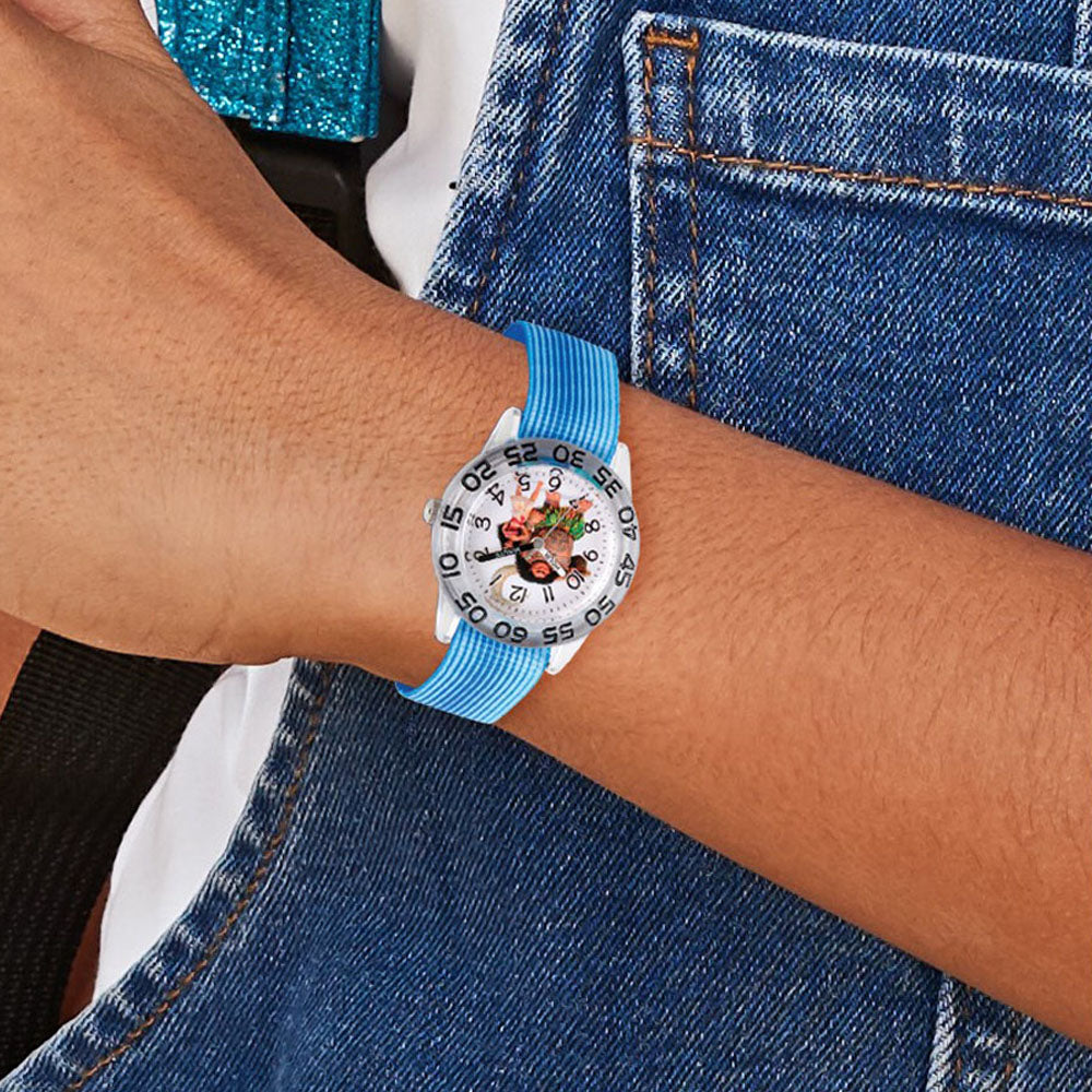 Alternate view of the Disney Girls Moana Characters Blue Strap Acrylic Time Teacher Watch by The Black Bow Jewelry Co.