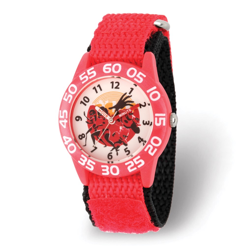 Disney Boys Incredibles 2 Red Nylon Band Time Teacher Watch, Item W9469 by The Black Bow Jewelry Co.