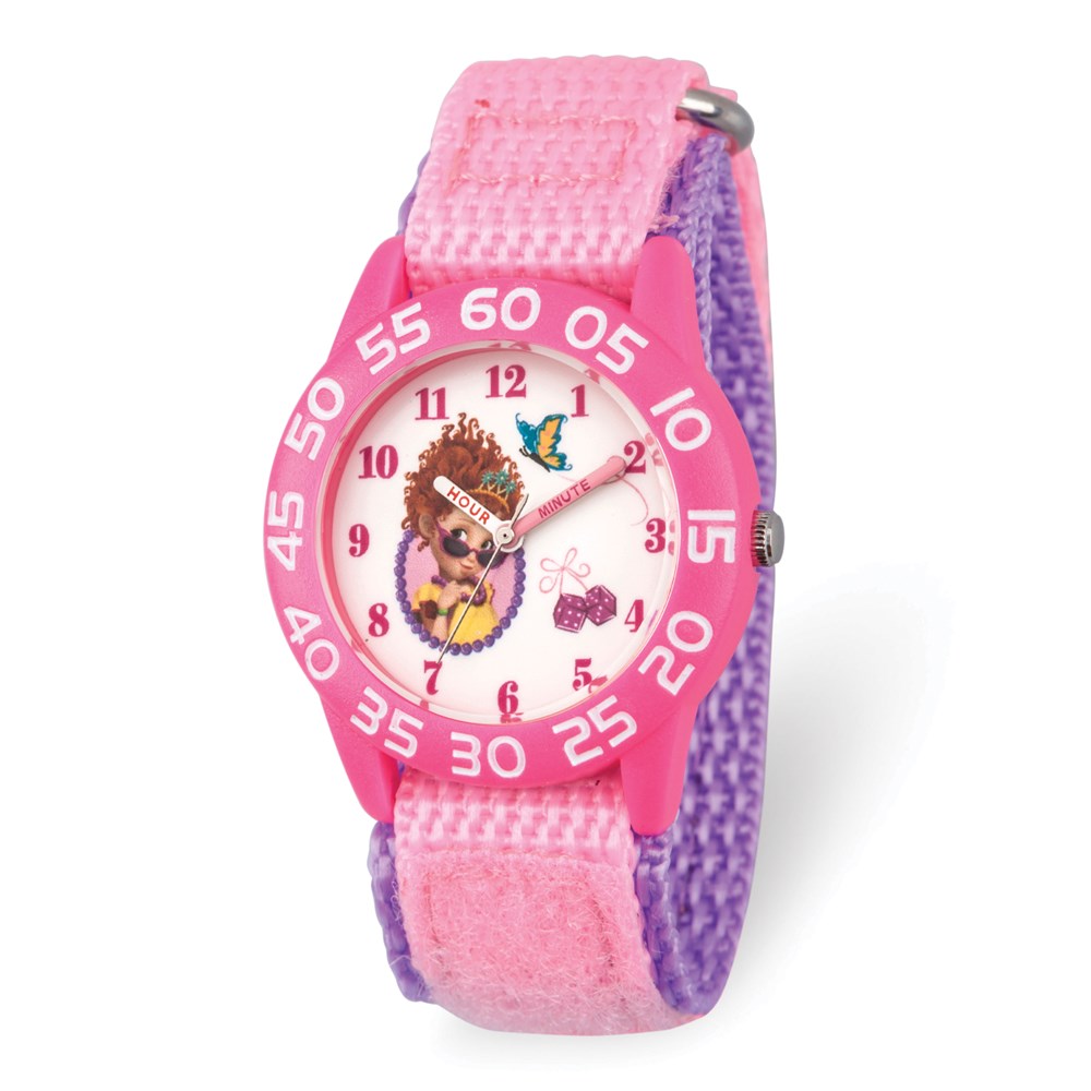 Disney Girls Fancy Nancy Pink Nylon Band Time Teacher Watch, Item W9489 by The Black Bow Jewelry Co.