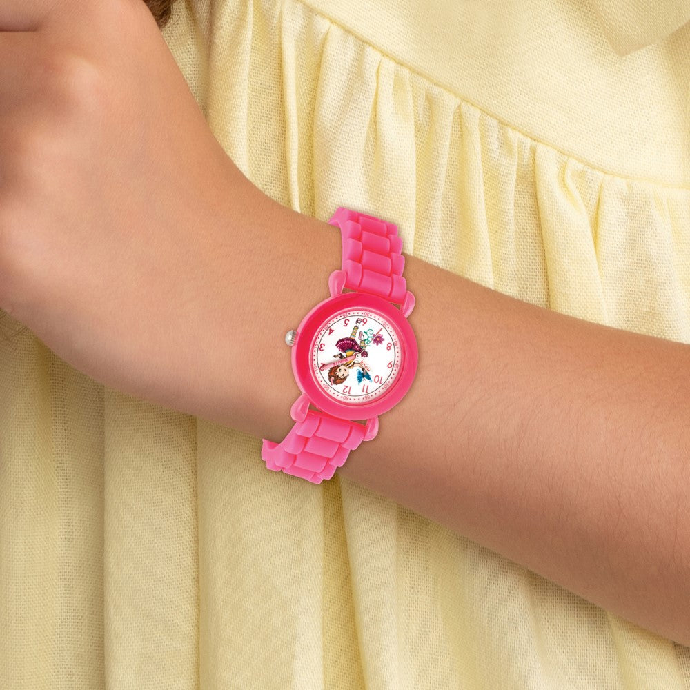 Alternate view of the Disney Girls Fancy Nancy Pink Silicone Band Time Teacher Watch by The Black Bow Jewelry Co.