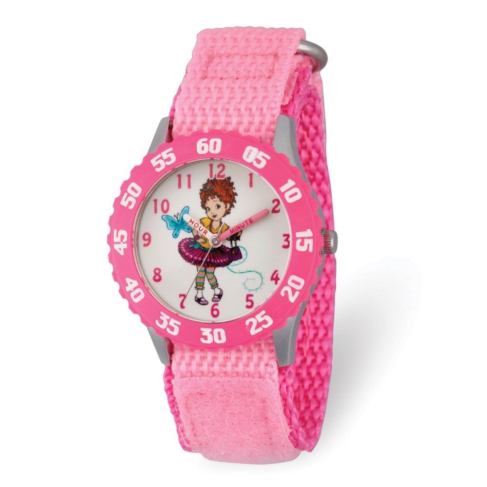Disney Girls Fancy Nancy Pink Nylon Band Time Teacher Watch, Item W9495 by The Black Bow Jewelry Co.