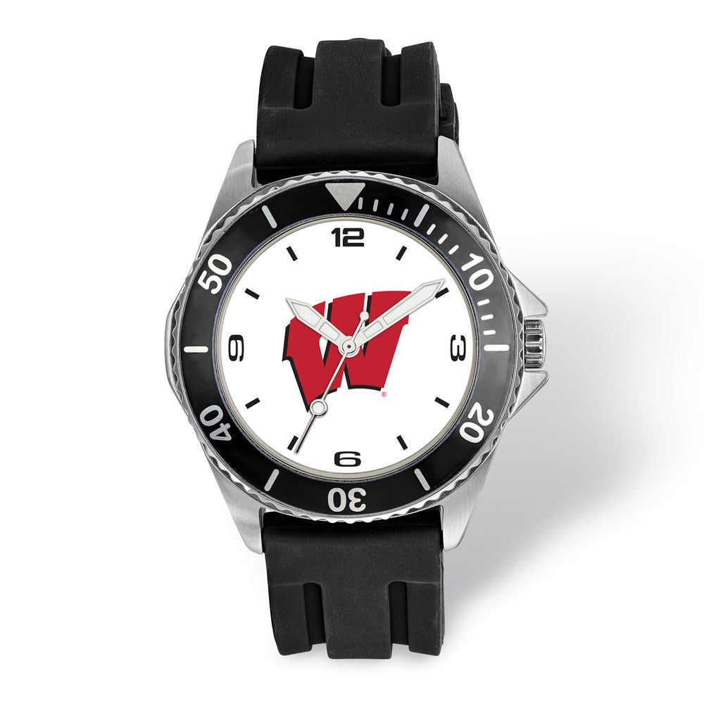 LogoArt Mens University of Wisconsin Collegiate Watch, Item W9716 by The Black Bow Jewelry Co.