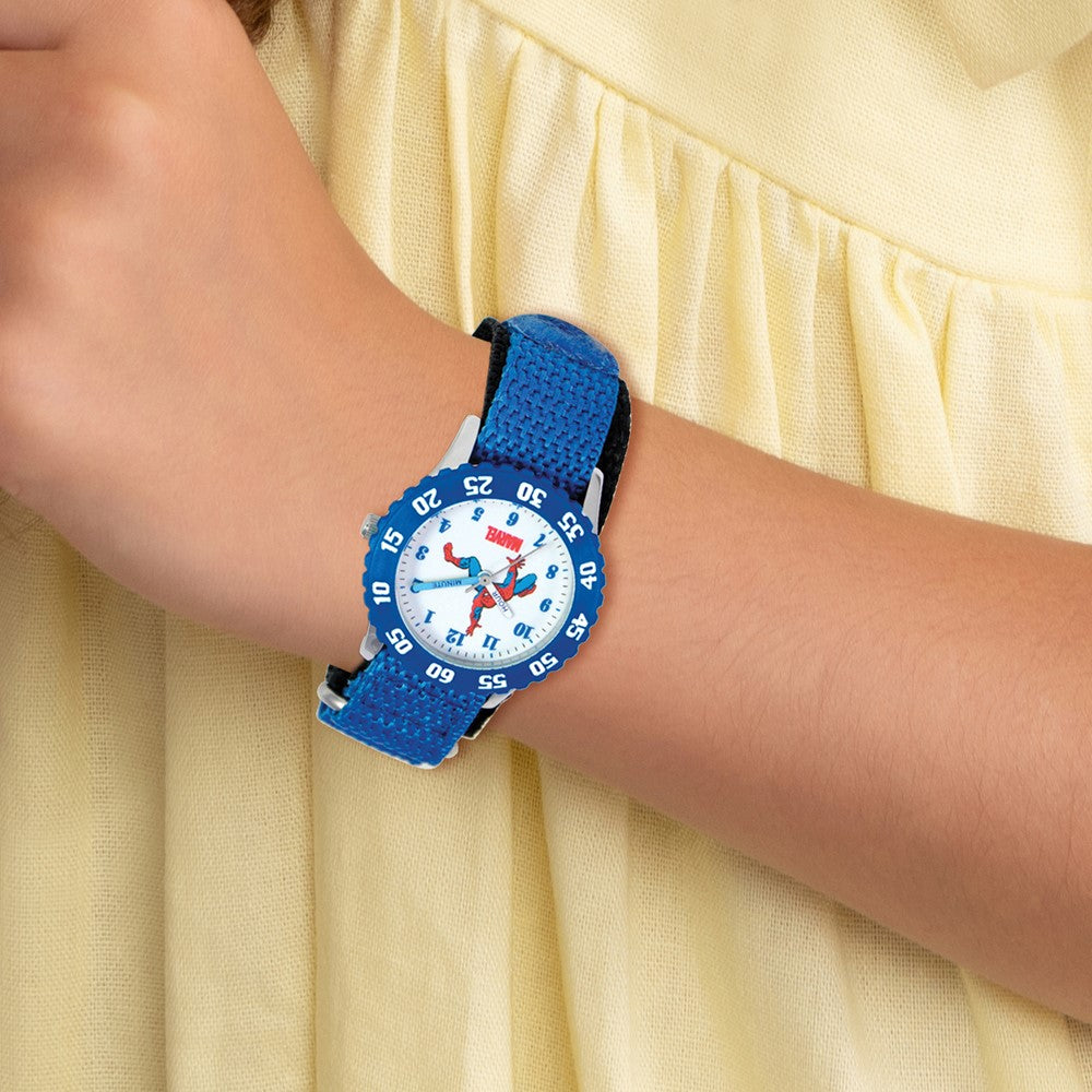 Alternate view of the Marvel Boys Spiderman Blue Velcro Band Time Teacher Watch by The Black Bow Jewelry Co.