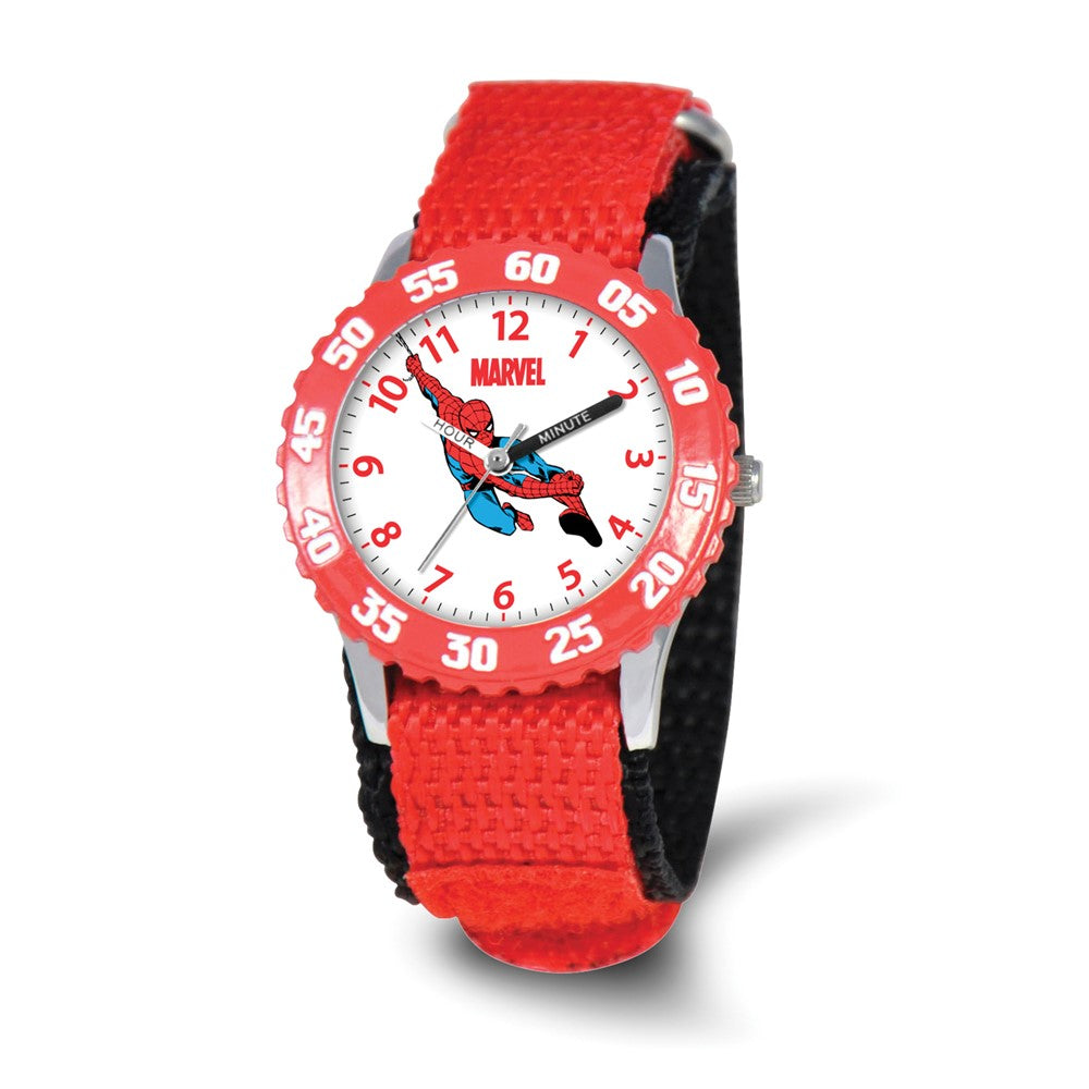 Marvel Boys Spiderman Red Velcro Band Time Teacher Watch, Item W9731 by The Black Bow Jewelry Co.