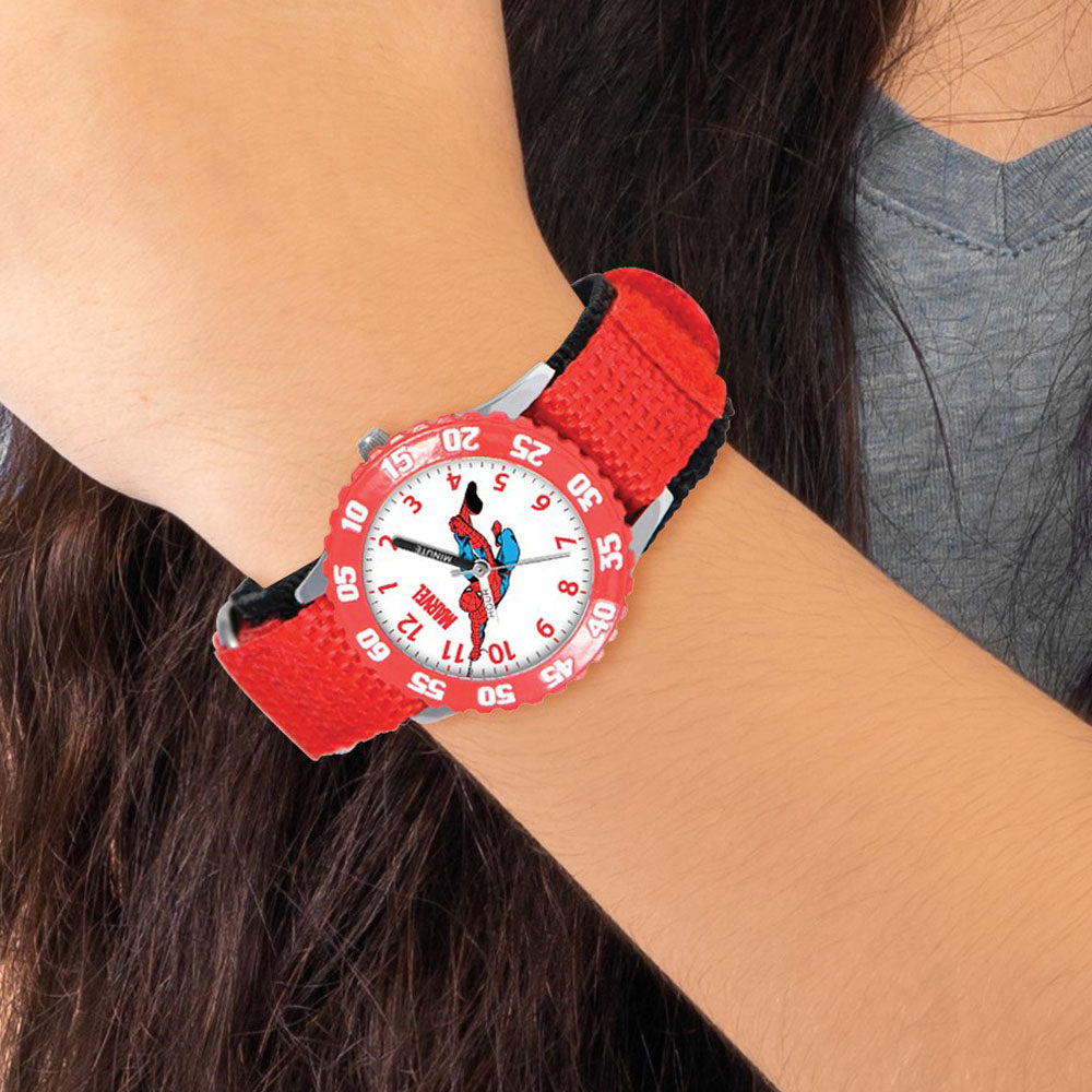 Alternate view of the Marvel Boys Spiderman Red Velcro Band Time Teacher Watch by The Black Bow Jewelry Co.