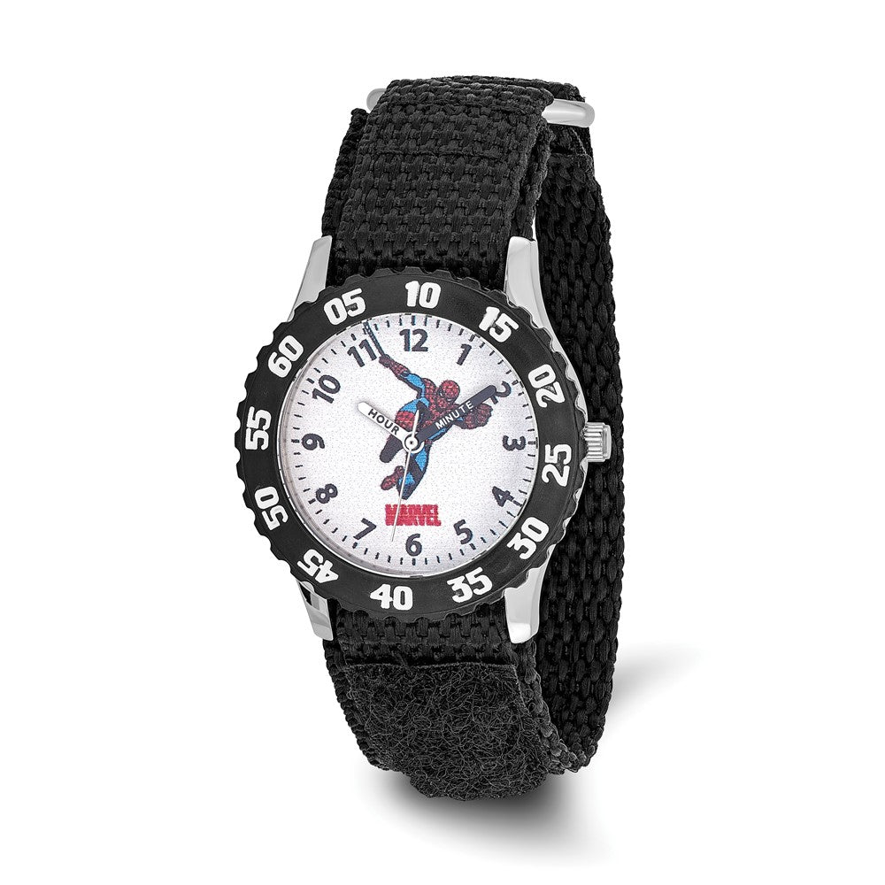 Marvel Boys Spiderman Black Velcro Band Time Teacher Watch, Item W9732 by The Black Bow Jewelry Co.