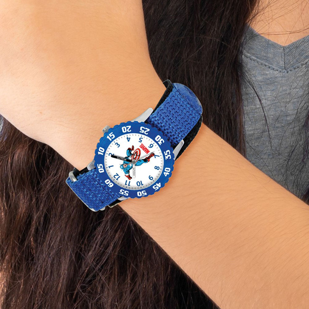 Alternate view of the Marvel Boys Captain America Blue Velcro Band Time Teacher Watch by The Black Bow Jewelry Co.