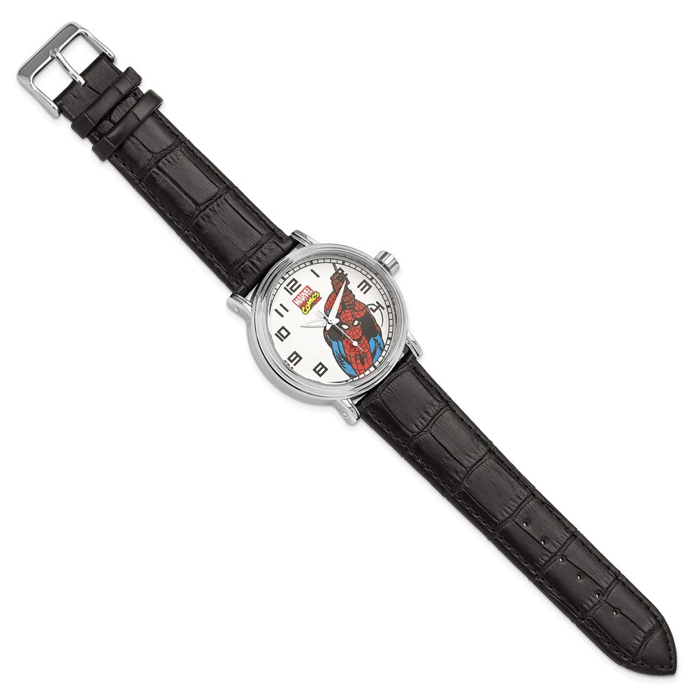 Alternate view of the Marvel Adult Size Black Leather Strap Spiderman Watch by The Black Bow Jewelry Co.