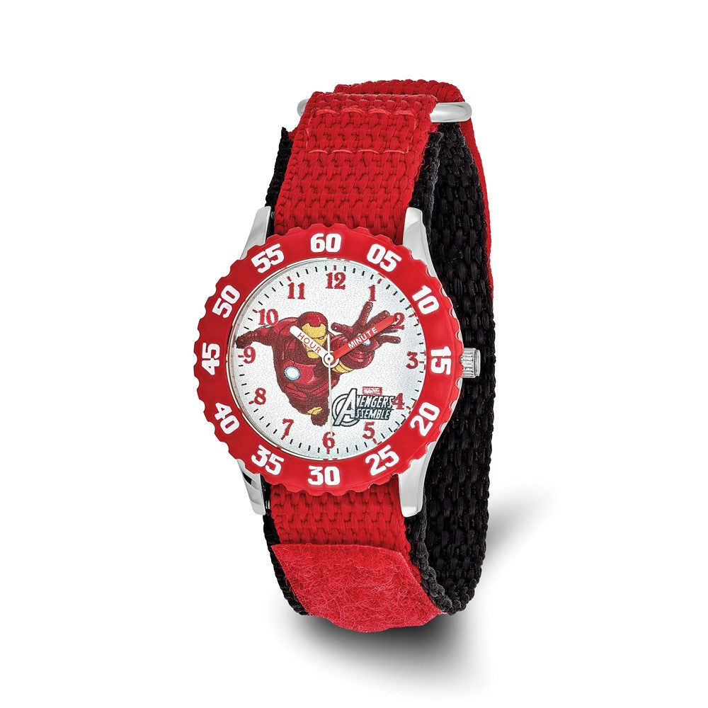 Marvel Adult Size Avengers Iron Man Red Velcro Band Time Teacher Watch, Item W9737 by The Black Bow Jewelry Co.
