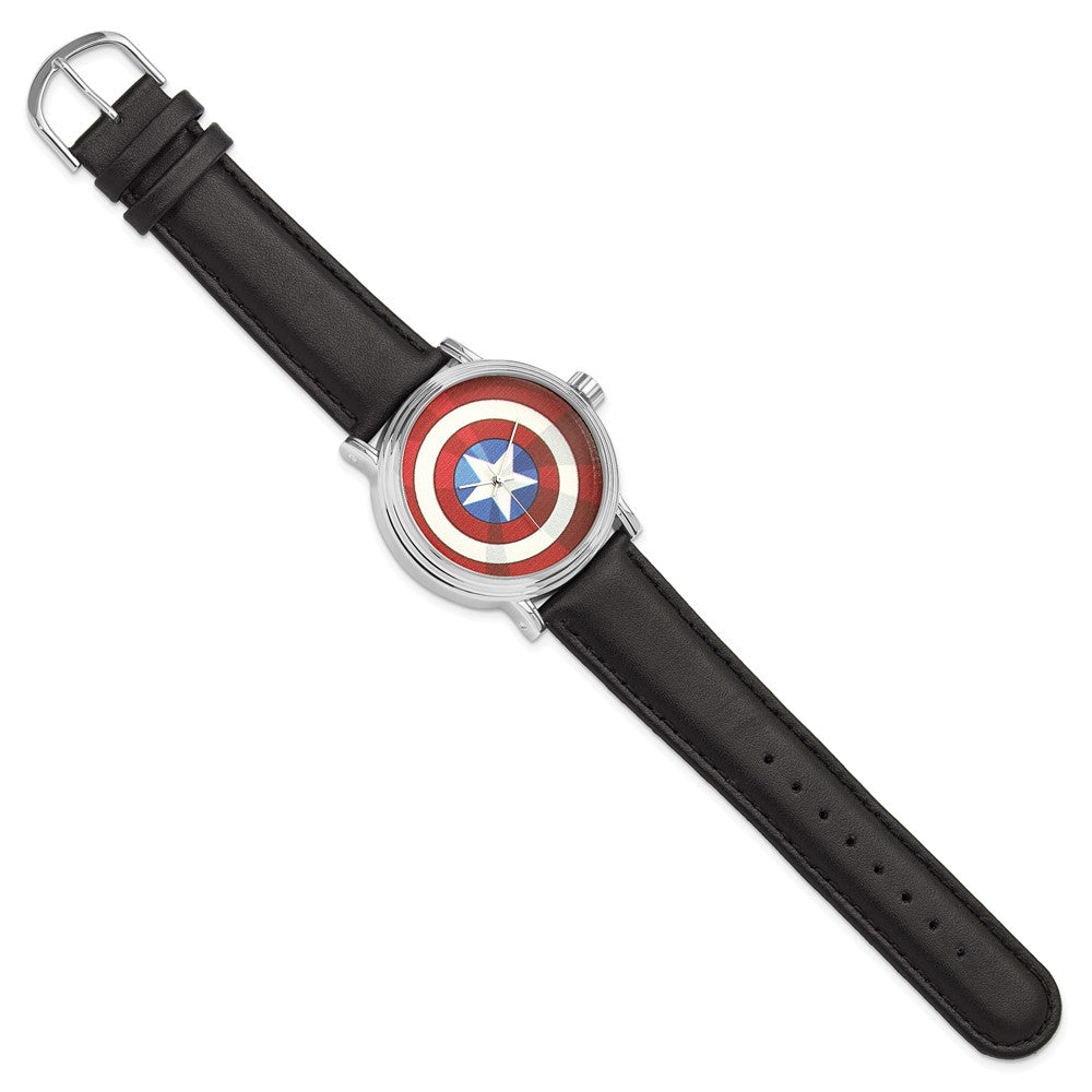 Alternate view of the Marvel Adult Size Captain America Black Leather Band Watch by The Black Bow Jewelry Co.