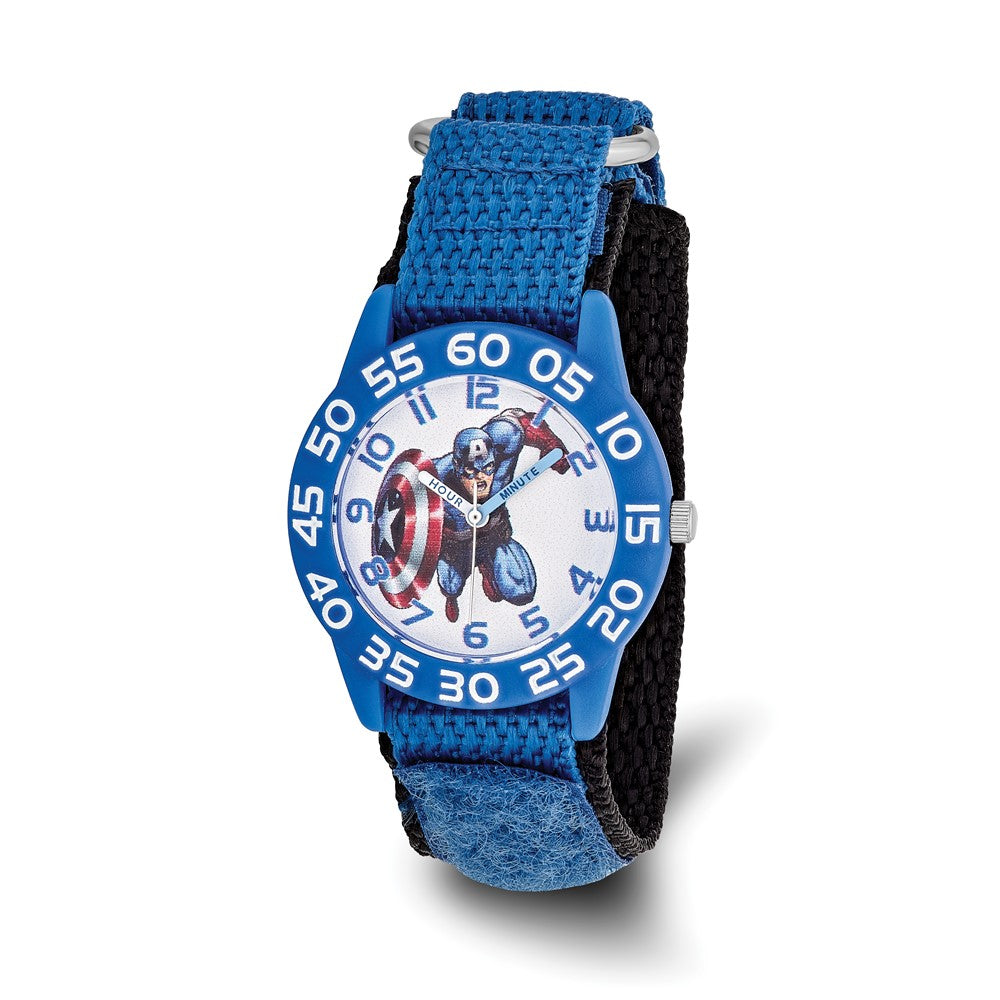 Marvel Adult Size Captain America Blue Nylon Time Teacher Watch, Item W9744 by The Black Bow Jewelry Co.