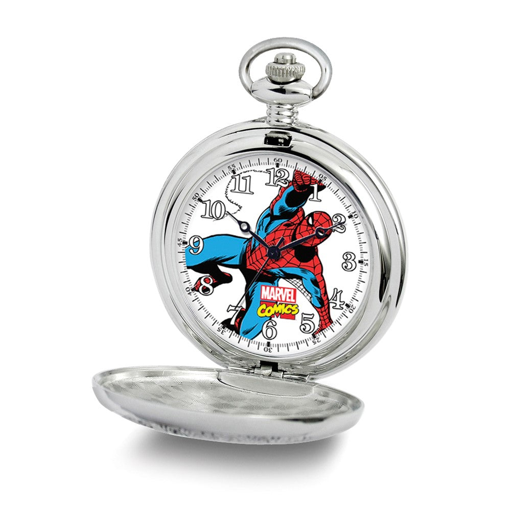 Marvel Boys Spiderman w/Chain Pocket Watch, Item W9746 by The Black Bow Jewelry Co.