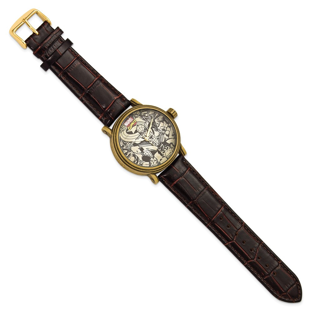 Alternate view of the Marvel Adult Size Spiderman Antique Gold-tone Black Strap Watch by The Black Bow Jewelry Co.