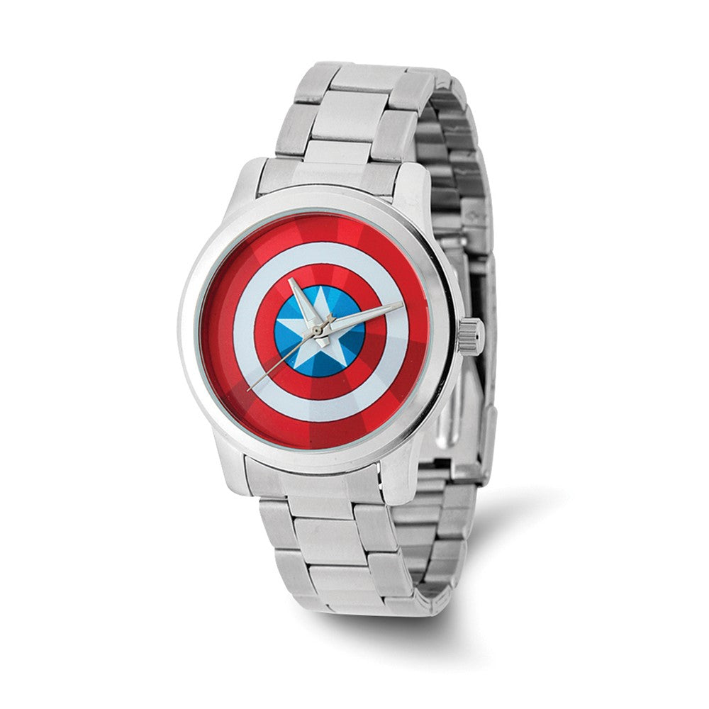 Marvel Adult Size Captain America Stainless Steel Watch, Item W9759 by The Black Bow Jewelry Co.