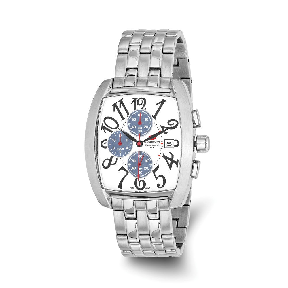 Mountroyal Mens Chronograph Stainless Steel White Calendar Watch, Item W9765 by The Black Bow Jewelry Co.