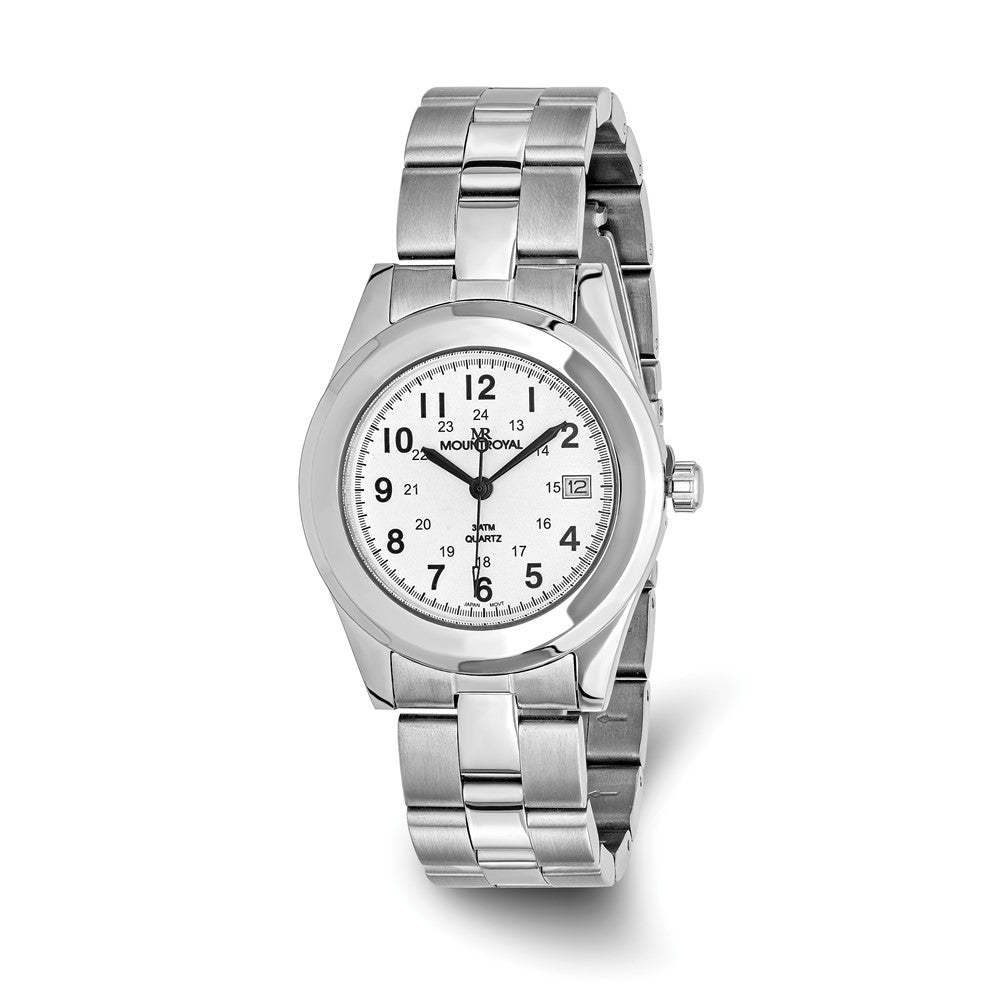 Mountroyal Mens Stainless Steel White Dial Sport Watch, Item W9766 by The Black Bow Jewelry Co.